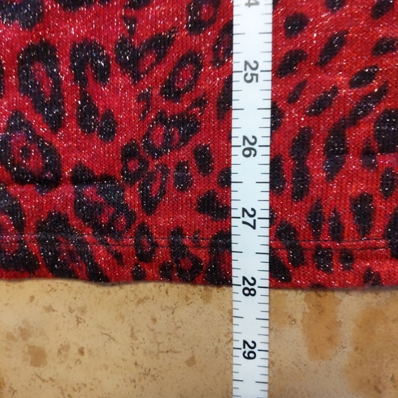 Susan Graver Sparkly Red Leopard Sweater with Bell Sleeves  size S - Picture 11 of 14